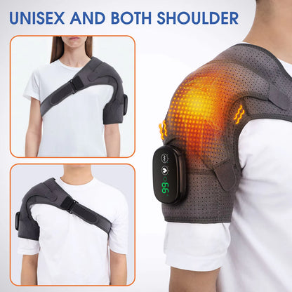 Electric Heating Shoulder Massager Vibration Massage Shoulder Brace Support Belt Rechargeable Warmer Knee Relief 3 Gear Belt Pad